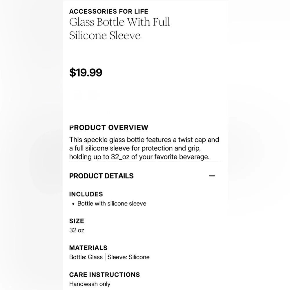 32 oz Glass Water Bottle with Blue Confetti Silicon Sleeve - Picture 15 of 15